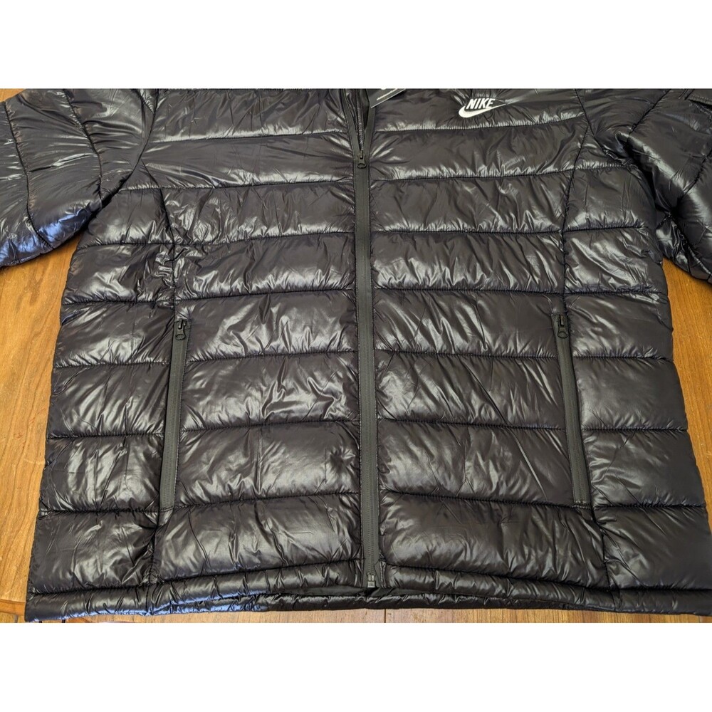 NEW Nike Quilted Puffer Jacket Men’s 3XL Black Hooded Full Zip 3X - Picture 5 of 16